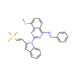 COc1cccc2c(NCc3ccccc3)nc(-n3c(/C=C/S(C)(=O)=O)cc4ccccc43)nc12 ZINC000208161738