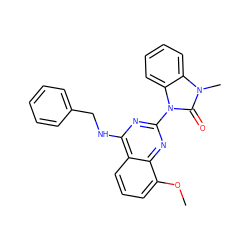 COc1cccc2c(NCc3ccccc3)nc(-n3c(=O)n(C)c4ccccc43)nc12 ZINC000219011544