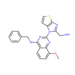 COc1cccc2c(NCc3ccccc3)nc(-n3c(CN)nc4sccc43)nc12 ZINC000219012110