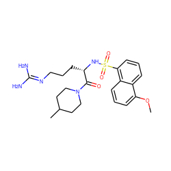 COc1cccc2c(S(=O)(=O)N[C@@H](CCCN=C(N)N)C(=O)N3CCC(C)CC3)cccc12 ZINC000027980298