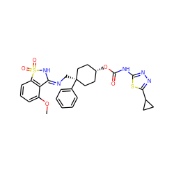 COc1cccc2c1/C(=N/C[C@]1(c3ccccc3)CC[C@H](OC(=O)Nc3nnc(C4CC4)s3)CC1)NS2(=O)=O ZINC000473115401