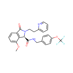 COc1cccc2c1[C@H](C(=O)NCc1ccc(OC(F)(F)F)cc1)N(CCc1ccccn1)C2=O ZINC000095554689