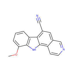 COc1cccc2c1[nH]c1c3ccncc3cc(C#N)c21 ZINC000217054166