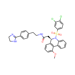 COc1cccc2c1-c1ccccc1N(S(=O)(=O)c1ccc(Cl)c(Cl)c1)[C@@H]2CC(=O)NCCc1ccc(C2=NCCN2)cc1 ZINC000068087528