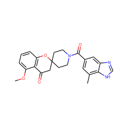 COc1cccc2c1C(=O)CC1(CCN(C(=O)c3cc(C)c4[nH]cnc4c3)CC1)O2 ZINC000049125815