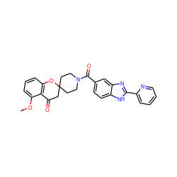 COc1cccc2c1C(=O)CC1(CCN(C(=O)c3ccc4[nH]c(-c5ccccn5)nc4c3)CC1)O2 ZINC000049066492