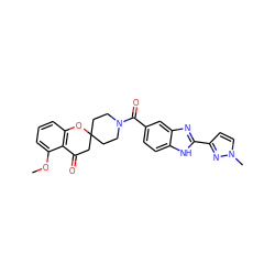 COc1cccc2c1C(=O)CC1(CCN(C(=O)c3ccc4[nH]c(-c5ccn(C)n5)nc4c3)CC1)O2 ZINC000049116425