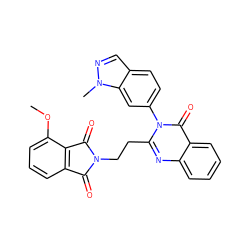 COc1cccc2c1C(=O)N(CCc1nc3ccccc3c(=O)n1-c1ccc3cnn(C)c3c1)C2=O ZINC000095565424