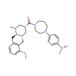 COc1cccc2c1C[C@H]1C[C@@H](C(=O)N3CCCN(c4ccc([N+](=O)[O-])cc4)CC3)CN(C)[C@@H]1C2 ZINC000028950409