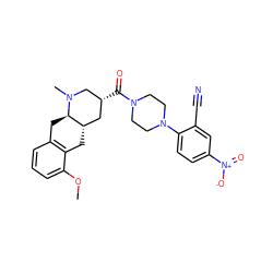 COc1cccc2c1C[C@H]1C[C@@H](C(=O)N3CCN(c4ccc([N+](=O)[O-])cc4C#N)CC3)CN(C)[C@@H]1C2 ZINC000028950394