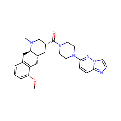 COc1cccc2c1C[C@H]1C[C@@H](C(=O)N3CCN(c4ccc5nccn5n4)CC3)CN(C)[C@@H]1C2 ZINC000028950350