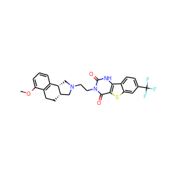 COc1cccc2c1CC[C@H]1CN(CCn3c(=O)[nH]c4c(sc5cc(C(F)(F)F)ccc54)c3=O)C[C@@H]21 ZINC000013807868