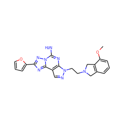 COc1cccc2c1CN(CCn1ncc3c1nc(N)n1nc(-c4ccco4)nc31)C2 ZINC000034375577