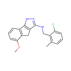 COc1cccc2c1Cc1c(NCc3c(C)cccc3Cl)n[nH]c1-2 ZINC000045300003