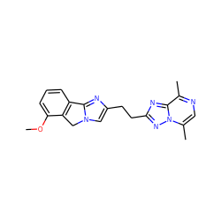 COc1cccc2c1Cn1cc(CCc3nc4c(C)ncc(C)n4n3)nc1-2 ZINC000169704385