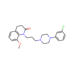 COc1cccc2c1N(CCCN1CCN(c3cccc(Cl)c3)CC1)C(=O)CC2 ZINC000013803868