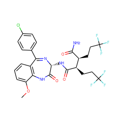COc1cccc2c1NC(=O)[C@@H](NC(=O)[C@H](CCC(F)(F)F)[C@H](CCC(F)(F)F)C(N)=O)N=C2c1ccc(Cl)cc1 ZINC000210767701