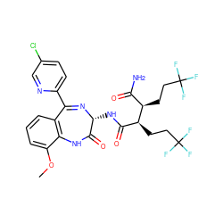 COc1cccc2c1NC(=O)[C@@H](NC(=O)[C@H](CCC(F)(F)F)[C@H](CCC(F)(F)F)C(N)=O)N=C2c1ccc(Cl)cn1 ZINC000210790451