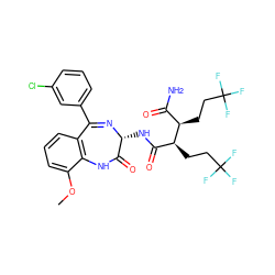COc1cccc2c1NC(=O)[C@@H](NC(=O)[C@H](CCC(F)(F)F)[C@H](CCC(F)(F)F)C(N)=O)N=C2c1cccc(Cl)c1 ZINC000210767656