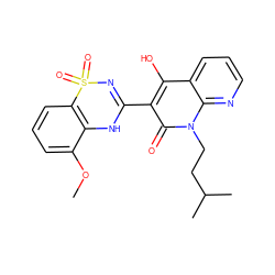 COc1cccc2c1NC(c1c(O)c3cccnc3n(CCC(C)C)c1=O)=NS2(=O)=O ZINC000101100445