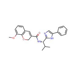 COc1cccc2c1OCC(C(=O)N[C@H](c1ncc(-c3ccccc3)[nH]1)C(C)C)=C2 ZINC001772623013