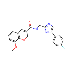 COc1cccc2c1OCC(C(=O)NCc1ncc(-c3ccc(F)cc3)[nH]1)=C2 ZINC001772654539