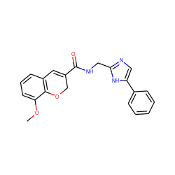 COc1cccc2c1OCC(C(=O)NCc1ncc(-c3ccccc3)[nH]1)=C2 ZINC000121023207