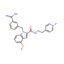 COc1cccc2c1cc(C(=O)NCCc1cc[n+](C)cc1)n2Cc1cccc(C(=N)N)c1 ZINC000013474296