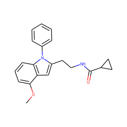 COc1cccc2c1cc(CCNC(=O)C1CC1)n2-c1ccccc1 ZINC000013863802