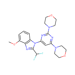 COc1cccc2c1nc(C(F)F)n2-c1cc(N2CCOCC2)nc(N2CCOCC2)n1 ZINC000073160257