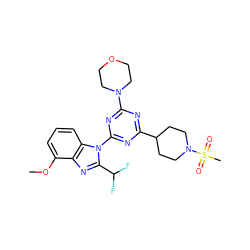 COc1cccc2c1nc(C(F)F)n2-c1nc(C2CCN(S(C)(=O)=O)CC2)nc(N2CCOCC2)n1 ZINC000113914660