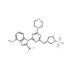 COc1cccc2c1nc(C(F)F)n2-c1nc(N[C@@H]2CCN(S(C)(=O)=O)C2)nc(N2CCOCC2)n1 ZINC000139073184