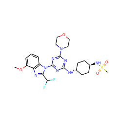 COc1cccc2c1nc(C(F)F)n2-c1nc(N[C@H]2CC[C@H](NS(C)(=O)=O)CC2)nc(N2CCOCC2)n1 ZINC000140851799