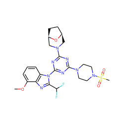 COc1cccc2c1nc(C(F)F)n2-c1nc(N2CCN(S(C)(=O)=O)CC2)nc(N2C[C@@H]3CC[C@H](C2)O3)n1 ZINC000113914586