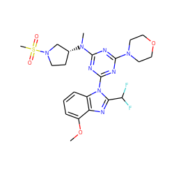 COc1cccc2c1nc(C(F)F)n2-c1nc(N2CCOCC2)nc(N(C)[C@@H]2CCN(S(C)(=O)=O)C2)n1 ZINC000139066768