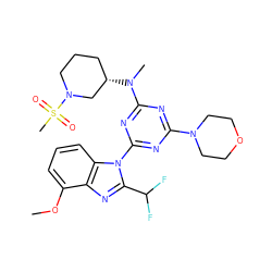 COc1cccc2c1nc(C(F)F)n2-c1nc(N2CCOCC2)nc(N(C)[C@H]2CCCN(S(C)(=O)=O)C2)n1 ZINC000139073042