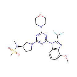 COc1cccc2c1nc(C(F)F)n2-c1nc(N2CCOCC2)nc(N2CC[C@@H](N(C)S(C)(=O)=O)C2)n1 ZINC000139072776