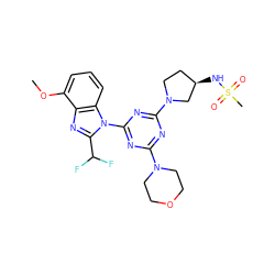 COc1cccc2c1nc(C(F)F)n2-c1nc(N2CCOCC2)nc(N2CC[C@@H](NS(C)(=O)=O)C2)n1 ZINC000139067163