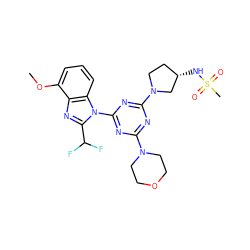 COc1cccc2c1nc(C(F)F)n2-c1nc(N2CCOCC2)nc(N2CC[C@H](NS(C)(=O)=O)C2)n1 ZINC000139066909