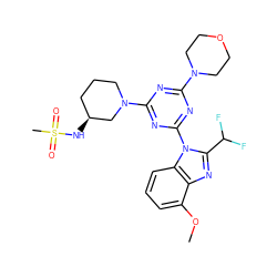 COc1cccc2c1nc(C(F)F)n2-c1nc(N2CCOCC2)nc(N2CCC[C@H](NS(C)(=O)=O)C2)n1 ZINC000139081628