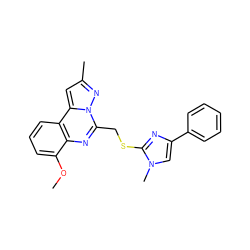 COc1cccc2c1nc(CSc1nc(-c3ccccc3)cn1C)n1nc(C)cc21 ZINC000066259775