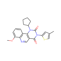 COc1cccc2c1ncc1c(=O)n(-c3cc(C)cs3)c(=O)n(C3CCCC3)c12 ZINC000117789535