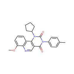 COc1cccc2c1ncc1c(=O)n(-c3ccc(C)cc3)c(=O)n(C3CCCC3)c12 ZINC000117784306