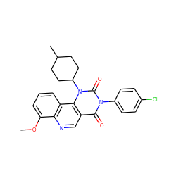 COc1cccc2c1ncc1c(=O)n(-c3ccc(Cl)cc3)c(=O)n(C3CCC(C)CC3)c12 ZINC000117809517