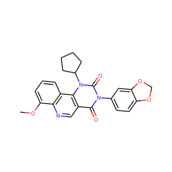 COc1cccc2c1ncc1c(=O)n(-c3ccc4c(c3)OCO4)c(=O)n(C3CCCC3)c12 ZINC000117804942