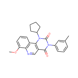 COc1cccc2c1ncc1c(=O)n(-c3cccc(C)c3)c(=O)n(C3CCCC3)c12 ZINC000117790631