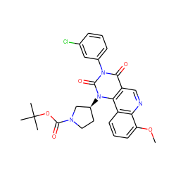 COc1cccc2c1ncc1c(=O)n(-c3cccc(Cl)c3)c(=O)n([C@H]3CCN(C(=O)OC(C)(C)C)C3)c12 ZINC000117803972