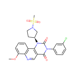 COc1cccc2c1ncc1c(=O)n(-c3cccc(Cl)c3)c(=O)n([C@H]3CCN(S(C)(=O)=O)C3)c12 ZINC000117793984