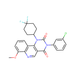 COc1cccc2c1ncc1c(=O)n(-c3cccc(Cl)c3)c(=O)n(C3CCC(F)(F)CC3)c12 ZINC000117789532