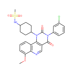 COc1cccc2c1ncc1c(=O)n(-c3cccc(Cl)c3)c(=O)n(C3CCC(NS(C)(=O)=O)CC3)c12 ZINC000043206863